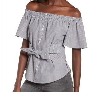 BP Tie Detail Off the Shoulder Top